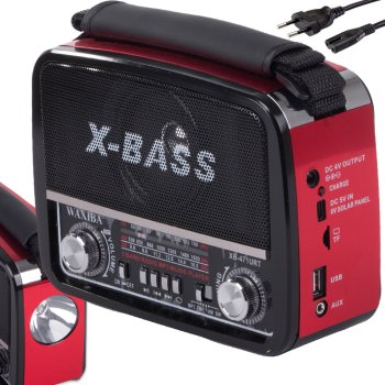 Portable Retro AM/FM/SW Radio with MP3 USB AUX and Flashlight, Red