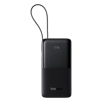 Baseus Bipow 2 20000mah 20W powerbank with digital display built-in USB-C cable - black