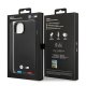 BMW iPhone 14 Plus vāciņš Leather Stamp Tricolor, melns