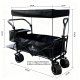 LUARO Folding Utility Beach Wagon with Canopy and Net, Black