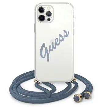 Guess iPhone 12 / 12 Pro vāciņš Script Vintage, zils