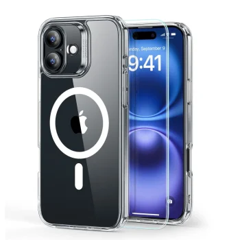 ESR Classic Hybrid Halolock MagSafe korpuss + rūdītais stikls iPhone 16 Plus - caurspīdīgs | Case Tempered Glass...