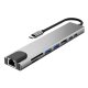 Tech-Protect HB09 8-in-1 USB-C centrmezgls (HDMI, PD 100W, RJ45) - Pelēks