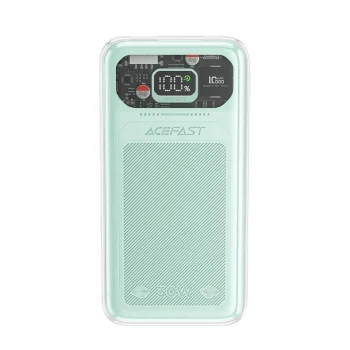Acefast Sparkling Series Power Bank with LCD Display 10000mAh, 30W, Green | Pārnēsājams Ārējais Portatīvais...
