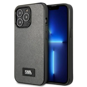 Karl Lagerfeld Saffiano Plaque vāciņš iPhone 13 Pro Max 6.7", sudraba