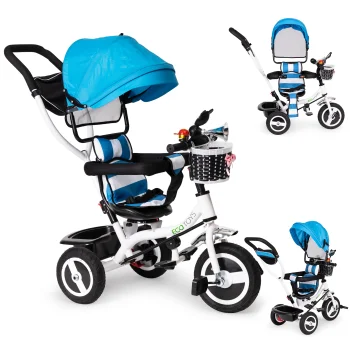 Ecotoys JM-066-9L trīsritenis ar grozāmu sēdekli un jumtiņu, zils
