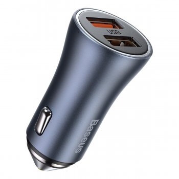 Baseus Golden Contactor Pro Car Charger 2x USB 40W, Gray | Automašīnas Telefona Lādētājs, Uzlādes Ierīce