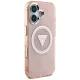 Чехол Guess IML Metal Glitter 4G MagSafe для iPhone 16, Розовый