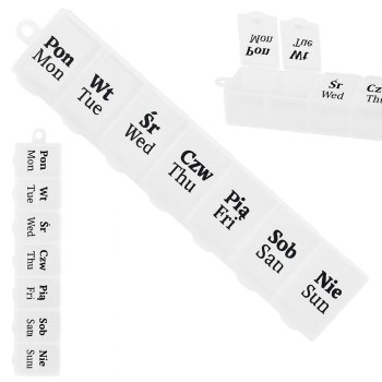 Nedēļas zāļu organizators 7 dienām tablešu kastīte, balts