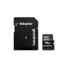 Atmiņas karte GoodRam 16GB microSDHC Class 10 UHS-I ar adapteri, melna