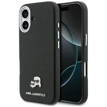 Karl Lagerfeld Karl & Choupette Head Pins Saffiano MagSafe Maciņš ar MagSafe iPhone 17 telefonam – melns | Phone...