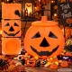 Large Halloween Pumpkin Candy Bucket with Lid, Orange