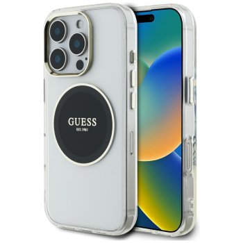 Guess iPhone 16 Pro Max vāciņš IML Metal Colored Circle Classic Logo MagSafe, melns