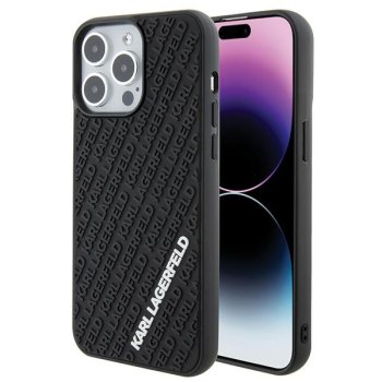 Karl Lagerfeld iPhone 15 Pro Max Case 3D Rubber Multi Logo, Black