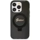 Guess iPhone 13 Pro Max vāciņš Ring Stand Script Glitter MagSafe, melns
