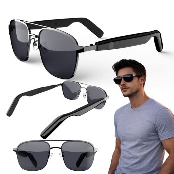 Smart Bluetooth Audio Glasses with Built-in Speakers and Mic, Black