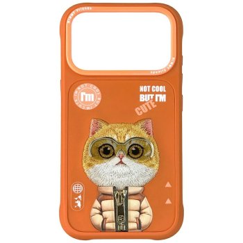 Nimmy Cool&Cute 2.0 kaķa vāciņš iPhone 17 Pro telefonam – oranžs | Phone Case Cover