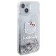 Hello Kitty iPhone 15 Case Liquid Glitter Charms Kitty Head, Silver