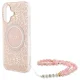 Guess IML Flowers Allover Electro ar pērļu siksniņu MagSafe iPhone 16 Plus korpuss - Rozā krāsā | With Pearl...
