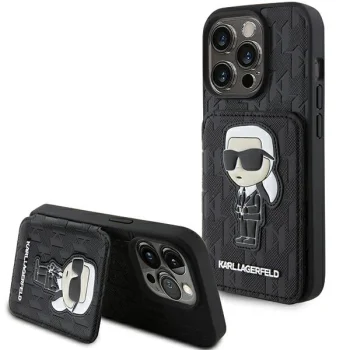 Чехол Karl Lagerfeld для iPhone 15 Pro Saffiano Monogram Ikonik Patch, черный