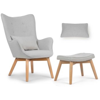 Кресло с ушами и подставкой для ног Sofotel Norse, светло-серое