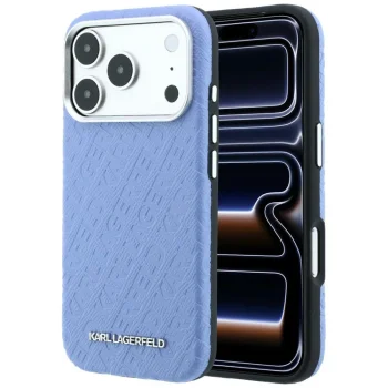 Чехол Karl Lagerfeld Grained Allover Logo MagSafe для iPhone 17 Pro / 18 Pro, синий