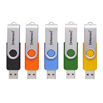 USB-флешка Intenso Office Line 5x 64 ГБ USB 3.2 Gen 1 комплект 5 шт., разноцветный