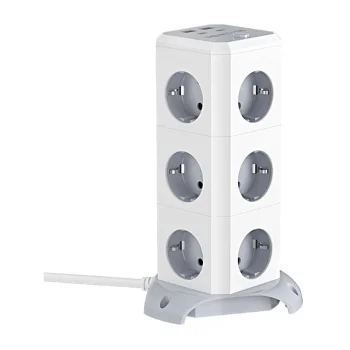 Вертикальный удлинитель BlitzWolf BW-EC3, 12 розеток, 2x USB-A, 2x USB-C, 1.8м