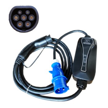 Portable EV Charger Type 2 to CEE Blue 32A 7.2kW 1-Phase 5m Cable