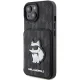 Apple iPhone 15 6.1\" Karl Lagerfeld Saffiano Cardslots and Stand Monogram Choupette Case Cover, Black | Чехол...