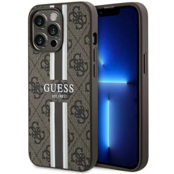 Guess iPhone 13 / 13 Pro vāciņš 4G Printed Stripes MagSafe, brūns