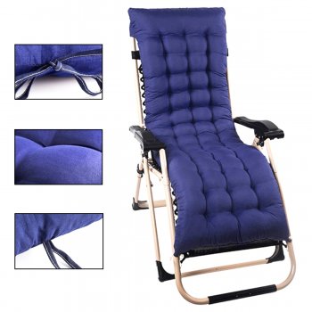 Stepēts Spilvens Paliktnis Atpūtas Krēslam Šezlongam Zvilnim, Zils | Garden Lounger Pillow Folding Chair Cushion