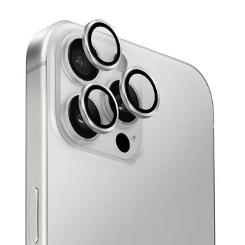 Uniq Optix alumīnija kameras objektīva aizsargs iPhone 16 Pro 6,3" / Max 6,9" sudraba krāsas stikls ar...