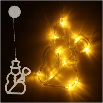 Светодиодное новогоднее украшение на окно Снеговик, 49 см, 10 LED, на...