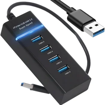 4 portu USB 3.0 sadalītājs, melns