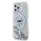 Karl Lagerfeld Liquid Glitter Choupette Head MagSafe vāciņš iPhone 12 / 12 Pro, caurspīdīgs