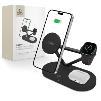 Tech-Protect QI15W-A41 3in1 Wireless Charger with MagSafe, Black