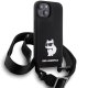 Karl Lagerfeld iPhone 15 vāciņš Crossbody Silicone Choupette, melns