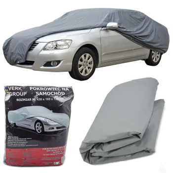 Waterproof Car Cover Tarpaulin PEVA, Size M (430 x 160 x 120 cm), Silver Grey