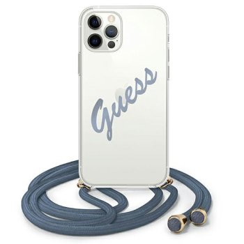 Guess iPhone 12 Pro Max vāciņš Script Vintage, zils