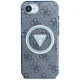Guess IML Metal Glitter 4G Circle Triangle MagSafe vāciņš iPhone 16e, zils