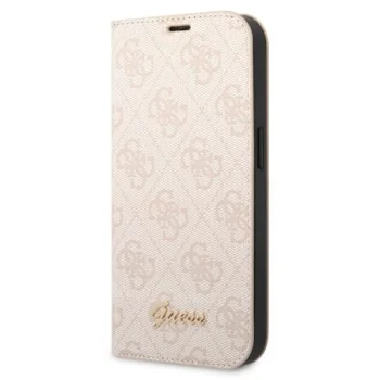 Guess iPhone 14 Wallet Case 4G Vintage Gold Logo, Pink