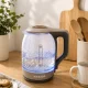 Elektriskā tējkanna, stikla, 1500W, 2L, LED apgaismojums, brūna