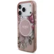 Чехол Guess IML Flowers MagSafe для iPhone 17 Pro с жемчужным ремешком — розовый