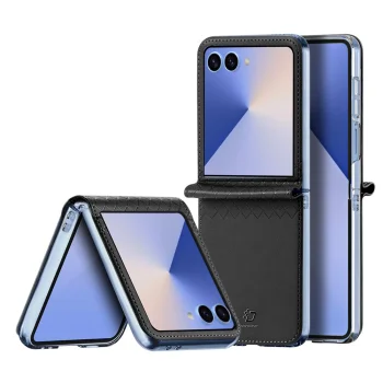 Samsung Galaxy Z Flip 7 (SM-F766B/DS) DUX DUCIS Bril Series Leather + PC Cover Case, Black | Telefona Vāciņš...