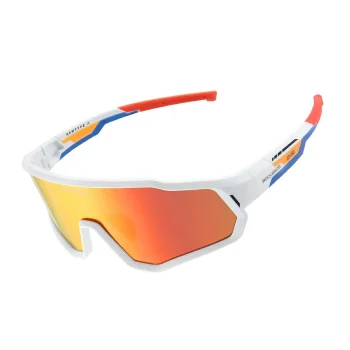 Rockbros SP383 bērnu velobrilles, polarizētas UV400, matēti balts rāmis, sarkanas lēcas