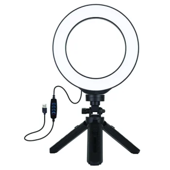 LED Ring Lamp 16cm with Pocket Tripod Mount 12-14.5cm, USB