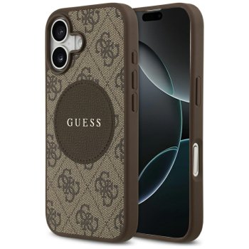 Guess iPhone 17 vāciņš 4G Circle Classic Logo MagSafe, brūns