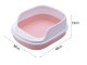 Atvērta kaķu tualete ar apmali un lāpstiņu, rozā