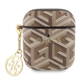 Guess чехол для AirPods 1 / 2 Gcube Classic Gold Logo W/Charm, коричневый
